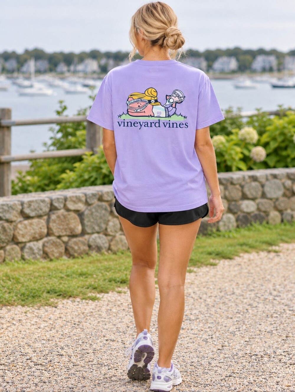 Vineyard Vines Lacrosse Player Whale Short Sleeve Pocket Tee in Purple Girls' XL